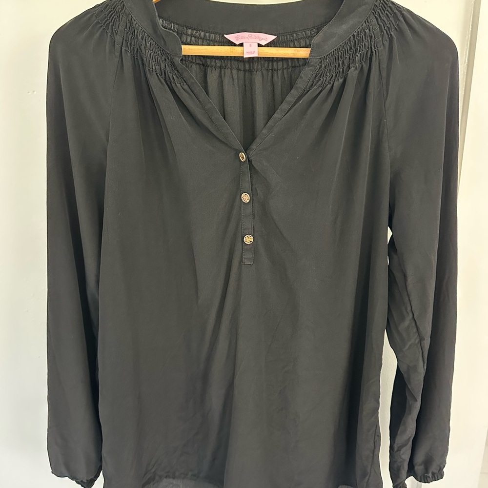 Lilly Pulitzer Black silk Blouse Elsa top small